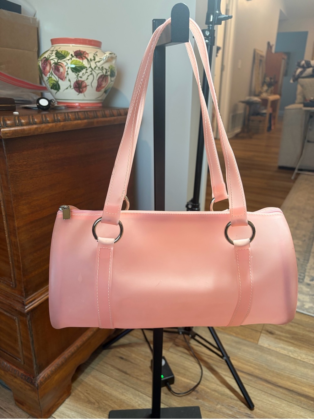 Rare Vtg Retro Maurizio Taiuti Pink Jelly Barrel Bag Y2K Soft Girl Made In Italy - Picture 2 of 10